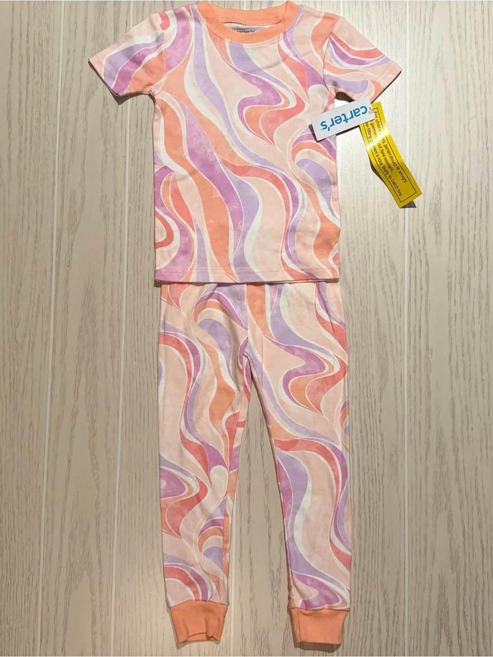 Carter’s Toddler Girls 4T 2pc Pajama Set Peach Purple Swirl NWT